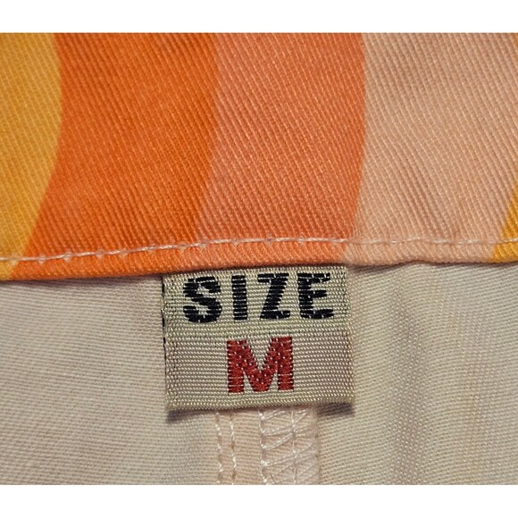 Wideleg Striped Pants Size Medium Orange Pink Peach Yellow Funky 70's Hippie - Picture 3 of 3